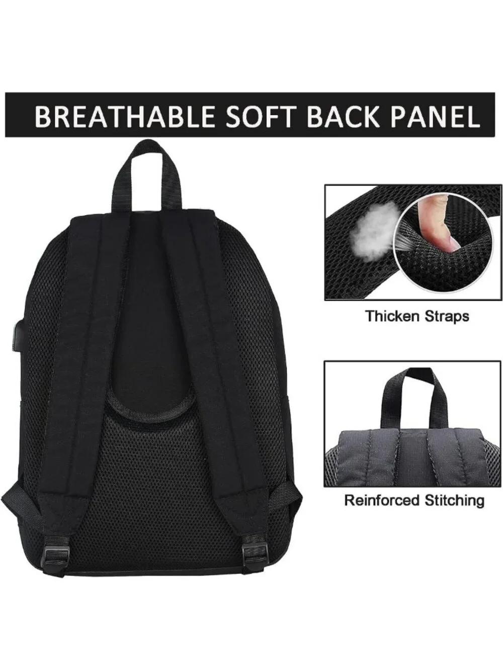 Stylish Lightweight Laptop Backpack for Work, School & Travel - Unisex Black Bag